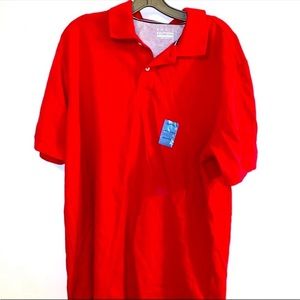 Basic Editions Mens Polo Red Gray Cotton Large Shirt